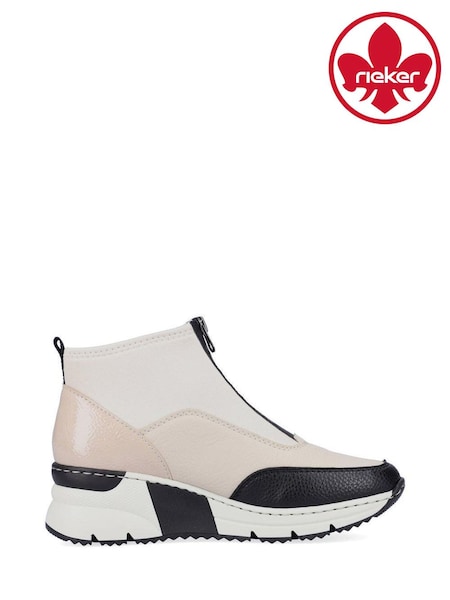 Cream - Cizme Rieker pentru damă scurte cu fermoar (D16847) | 462 LEI