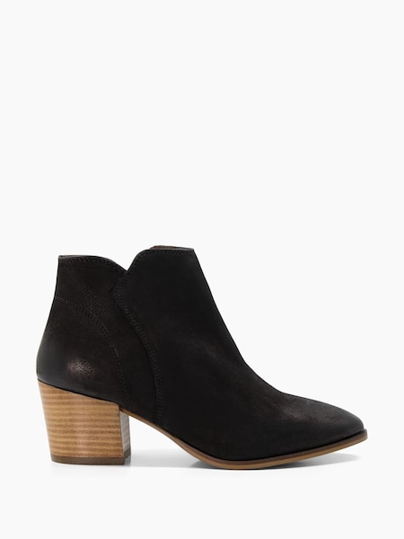 Dune London Black Parlor Cropped Western Ankle Boots (D16885) | €66