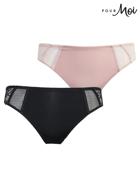 Pour Moi Black Brazilian Mesh and Lace Knickers 2 Pack (D16991) | €18.50