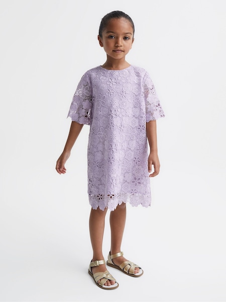 FLIEDER - Reiss Susie T-Shirt-Kleid mit Spitze (D17099) | 130 €
