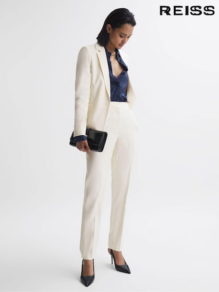 Reiss Cream Ember Slim Fit High Rise Trousers (D17108) | €55