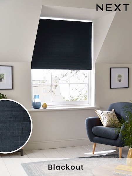 Navy Blue Ready Made Textured Roller Blackout Blind (D17120) | €26 - €58