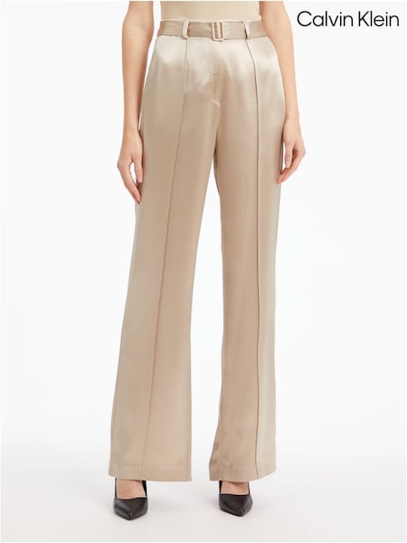 Calvin Klein Naia Wide Leg Cream Trousers (D17743) | €114