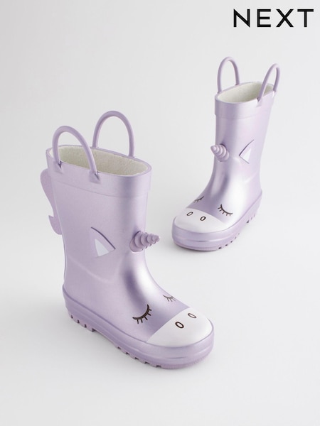 Lilac Purple Unicorn Handle Wellies (D17809) | €10 - €11