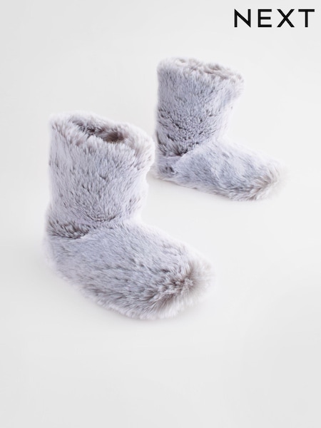 Grey Faux Fur Boot Slippers (D18008) | €8.50 - €10.50
