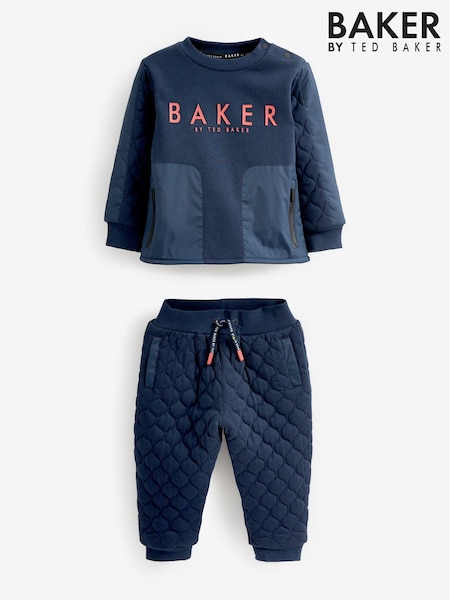 Marineblau - Baker by Ted Baker – gestepptes Set aus Sweater und Jogginghose (0–6 J.) (D18115) | 16 € - 18 €