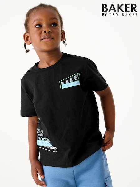 أسود - Baker by Ted Baker Graphic T-Shirt (D18193) | ‏75 د.إ.‏ - ‏ 92‏ د.إ.