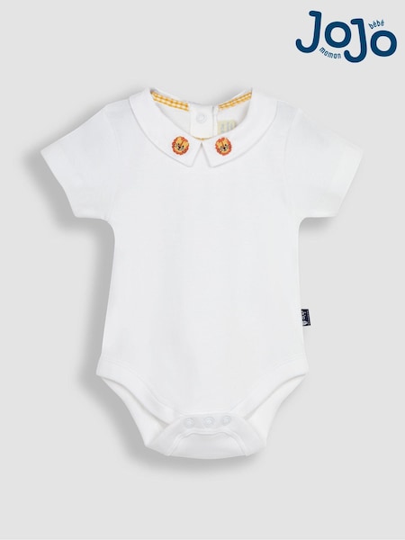 Weiß/Löwe - JoJo Maman Bébé Bestickter Body mit Kragen (D18243) | 21 €