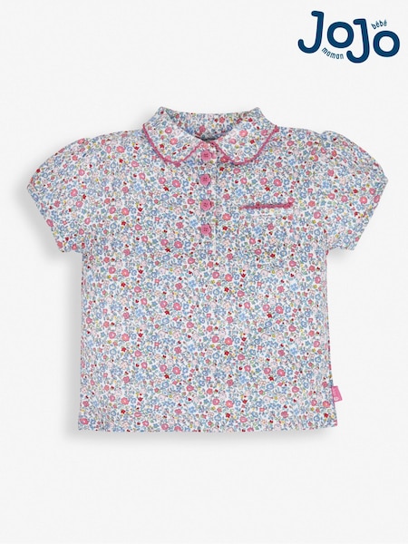 JoJo Maman Bébé Pink Summer Ditsy Floral Polo Shirt (D18271) | €8.50