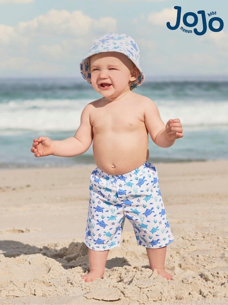 JoJo Maman Bébé Blue Turtle Swim Shorts with Integral Nappy (D18275) | €30