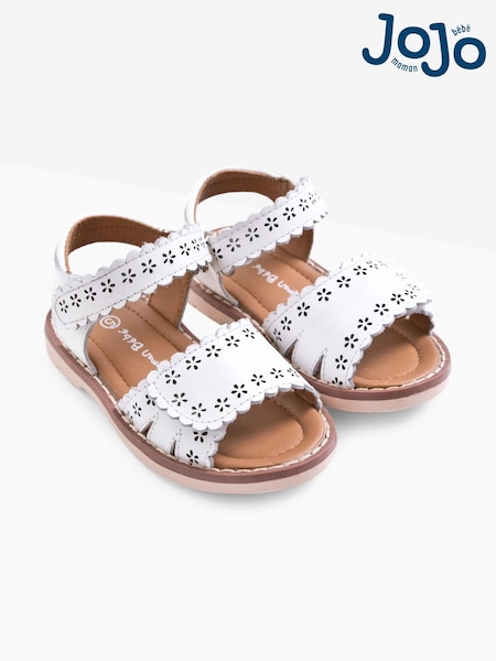 JoJo Maman Bébé White Pretty Leather Sandals (D18298) | €38