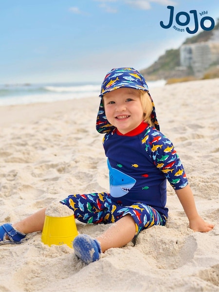 JoJo Maman Bébé Navy Blue Shark UPF 50 2-Piece Sun Protection Suit (D18313) | 1,502 UAH