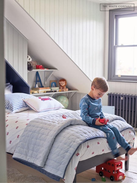 The White Company Blue Chambray And Stripe Cross Stitch Quilt (D18570) | €24 - €44