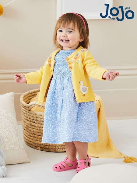 JoJo Maman Bébé Blue Bud Floral Smocked Dress (D18712) | €49