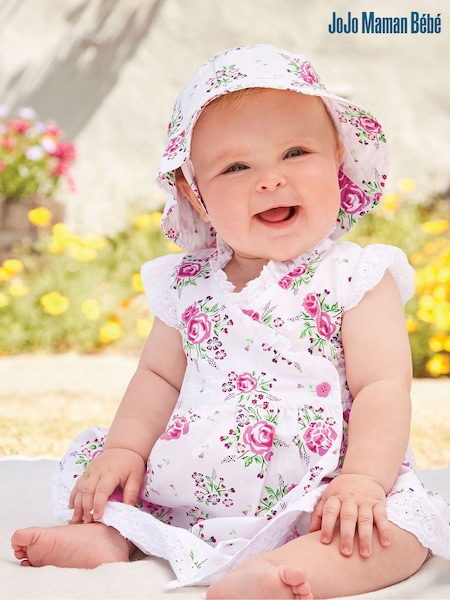 JoJo Maman Bébé Rose Print Baby Dress with Knickers (D18717) | €42