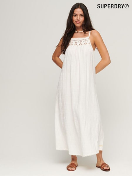 Superdry Ecru Vintage Long Halter Cami Dress (D19011) | €18