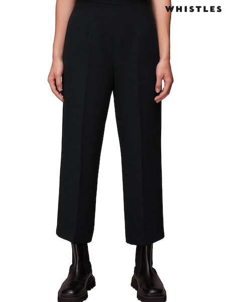 Whistles Black Wide Leg Cropped Trousers (D19103) | €32