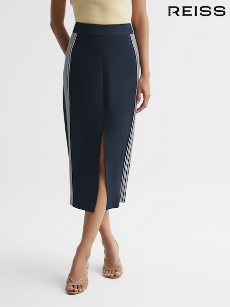 Reiss Navy Pia High Rise Midi Pencil Skirt (D19164) | €221