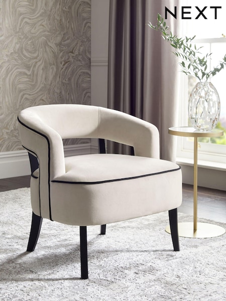 Soft Velvet Pebble Natural Remi Wood Accent Chair (D19187) | €245