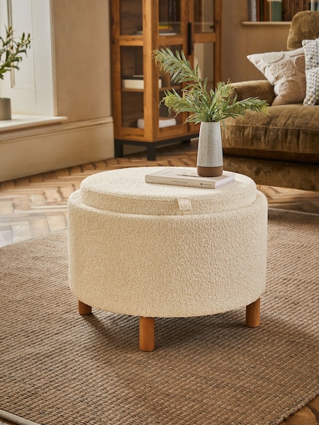 Casual Boucle Oyster Natural Ashton Storage Stool (D19196) | €190