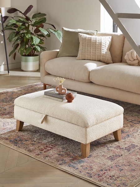 Casual Bouclé Oyster Natural Albury Medium Footstool (D19210) | €245
