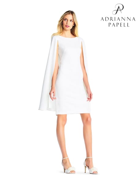 Adrianna Papell White Structured Cape Sheath Dress (D19306) | €211