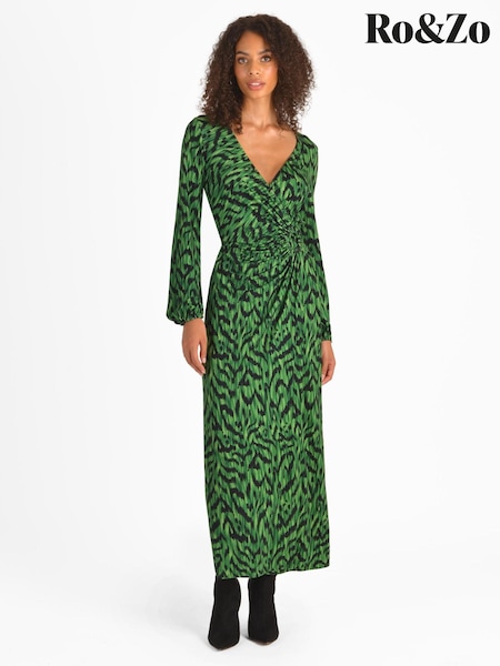 Ro&Zo Green Jersey Ring Detail Wrap Dress (D19483) | €61
