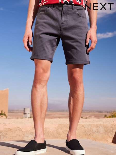 Charcoal Grey Straight Stretch Denim Shorts (D19595) | €13