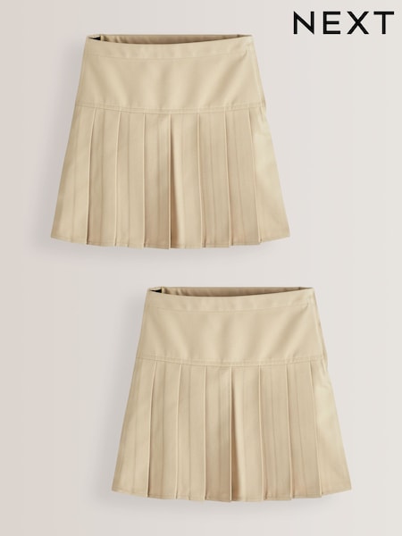 Neutral/Stein - Pleated School Skirts 2 Pack (3-16yrs) (D20130) | 5 € - 9 €