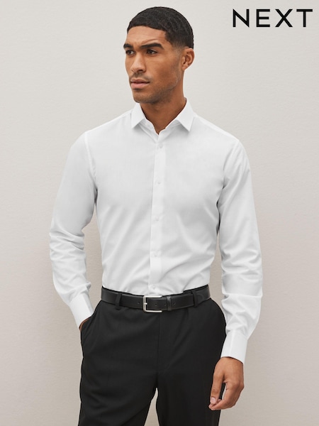 White Slim Fit Easy Care Textured Shirt (D20149) | €10