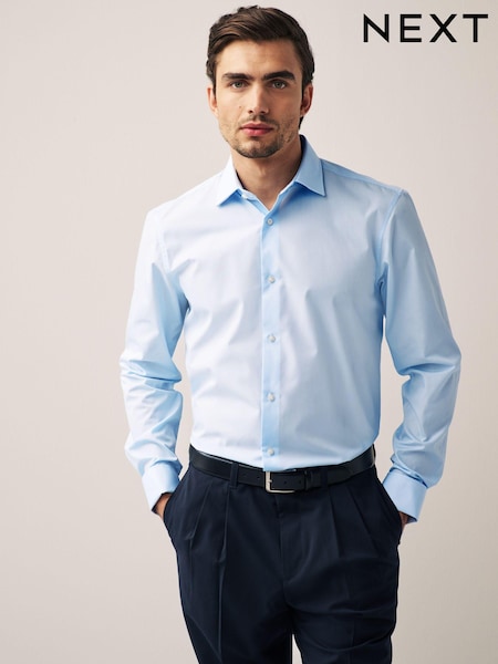 Light Blue Regular Fit Easy Care Double Cuff Smart Shirt (D20155) | €24