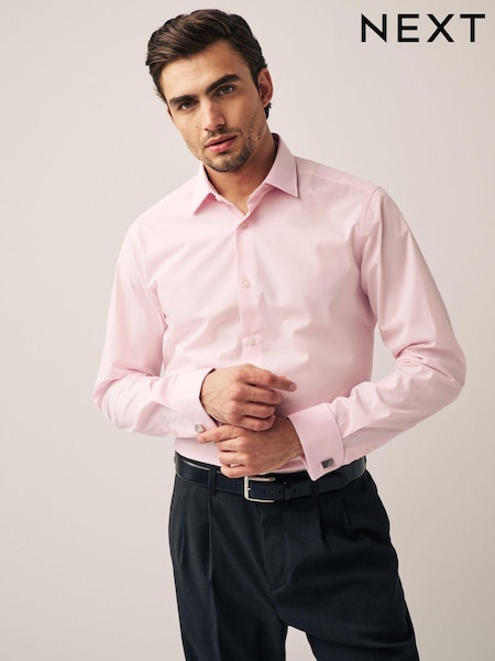 Pink Slim Fit Easy Care Double Cuff Smart Shirt (D20156) | €29