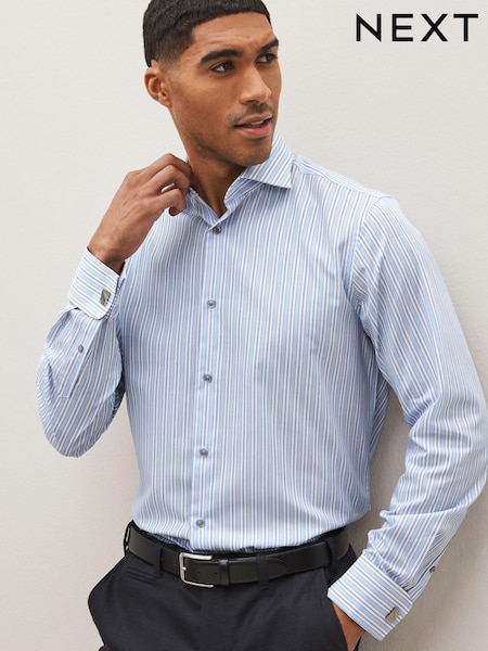 Blau Weiss Gestreift - Trimmed Shirt (D20165) | 16 €