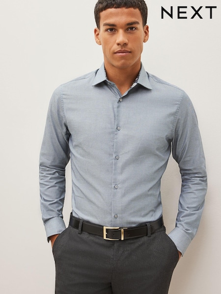 Light Green Slim Fit Cotton Textured Trimmed Single Cuff Shirt (D20173) | € 6