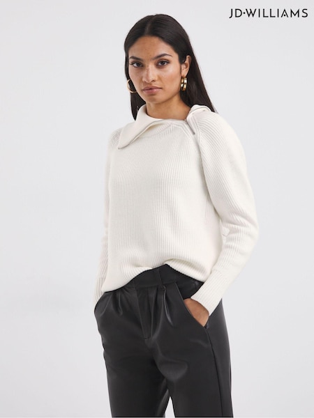 JD Williams Cream Zip Neck Jumper (D20311) | €40