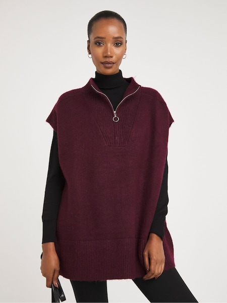 JD Williams Red Berry Zip Neck Poncho (D20377) | €51