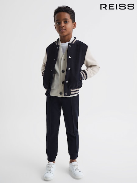 Reiss Navy Kansas Varsity Bomber Jacket (D20405) | AED562