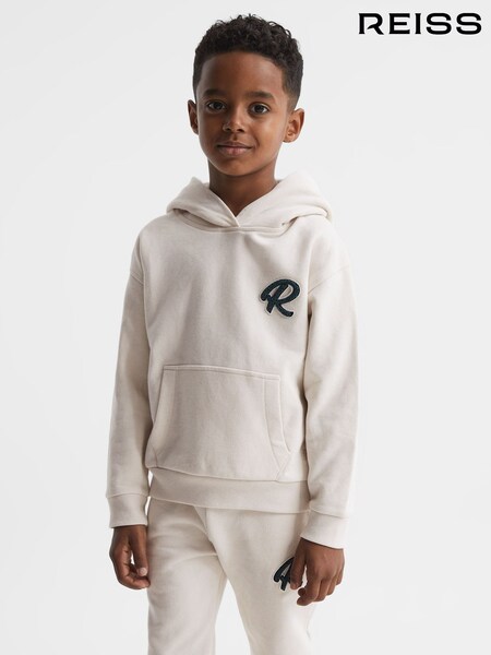 كريم - Reiss Cade Oversized Garment Dyed Logo Hoodie (D20418) | ‏230 د.إ.‏
