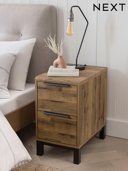 Dark Bronx Oak Effect 2 Drawer Slim Bedside Table (D20738) | €215