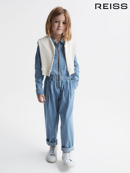 Reiss Molly Denim Zip Front Jumpsuit (D20949) | ‏468 د.إ.‏