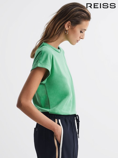 Reiss Green Tereza Cotton-Jersey Crew Neck T-Shirt (D20952) | €50