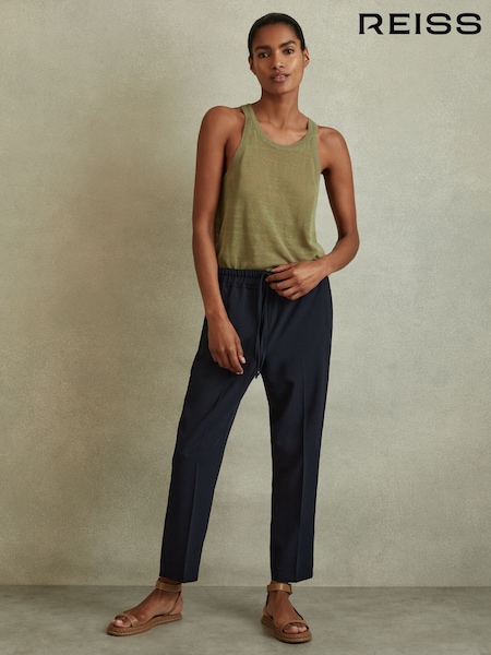 Reiss Navy Hailey Tapered Pull On Trousers (D20956) | €149