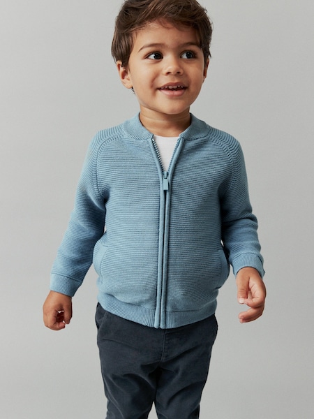 Blue Zip Through Cardigan (3mths-7yrs) (D20976) | LEI 69 - LEI 81