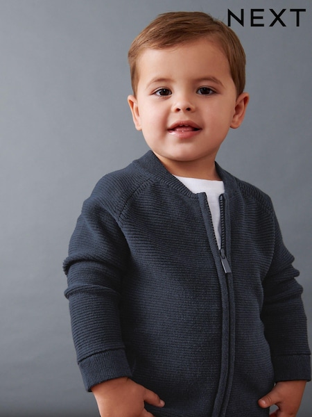 Navy 100% Cotton Zip Through Cardigan (3mths-7yrs) (D20981) | 494 UAH - 576 UAH