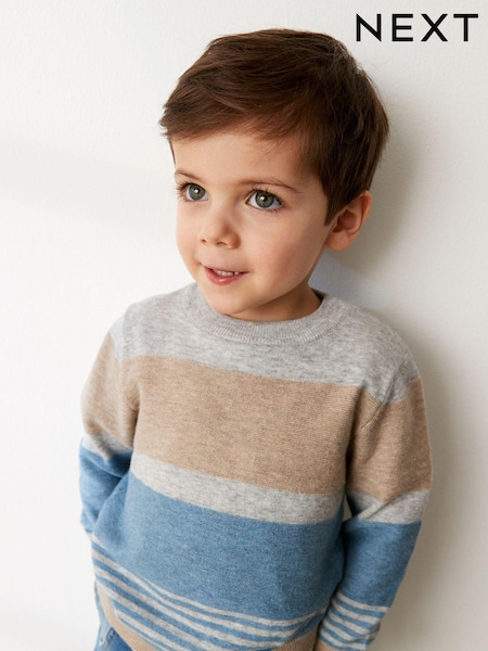 Blue Fine Gauge Striped Knitted Jumper (3mths-7yrs) (D20994) | €9 - €10