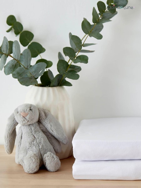 Clair De Lune White Pram 100% Cotton Fitted Sheet (D21198) | LEI 134