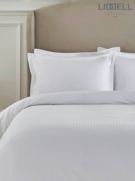 Liddell White 400 Thread Count Egyptian Cotton Striped Duvet Cover and Pillowcase Set (D21206) | €133 - €239