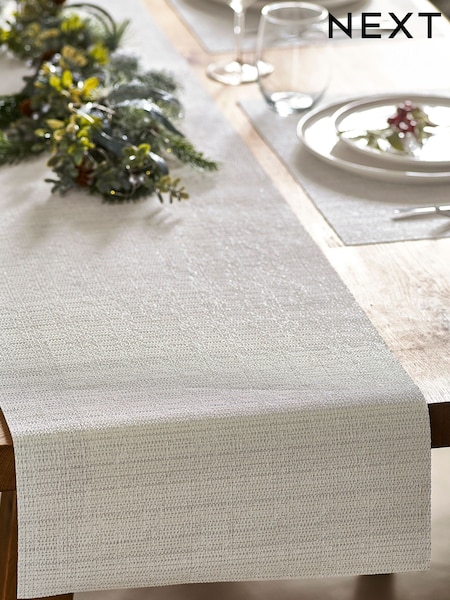 Silver Metallic PVC Wipeclean Kitchen Table Runner (D21770) | €7