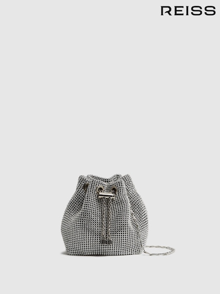 Reiss Silver Demi Crystal Mini Bucket Bag (D21803) | € 231