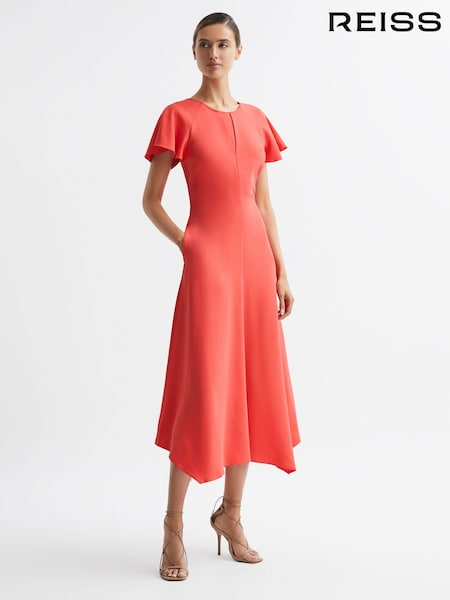 Reiss Coral Eleni Petite Cap Sleeve Maxi Dress (D21809) | €325